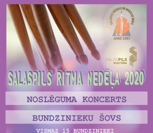 Salaspils ritma nedēļā 2020, noslēguma koncerts, Bundzinieku šovs, vismaz 15 bundzinieki, Rīgavas dārzā.